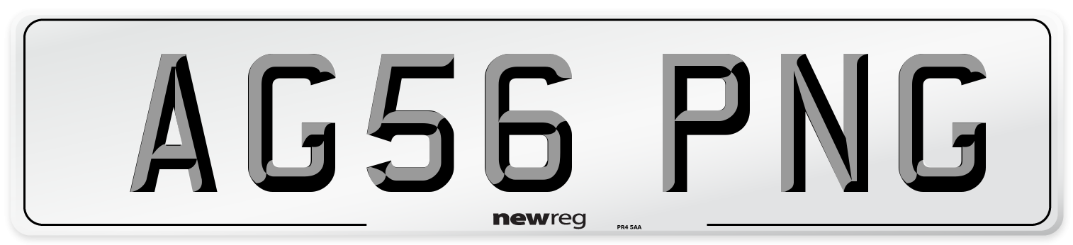AG56 PNG Number Plate from New Reg